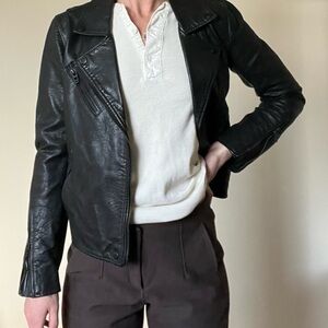 Vegan Black Leather Moto Jacket